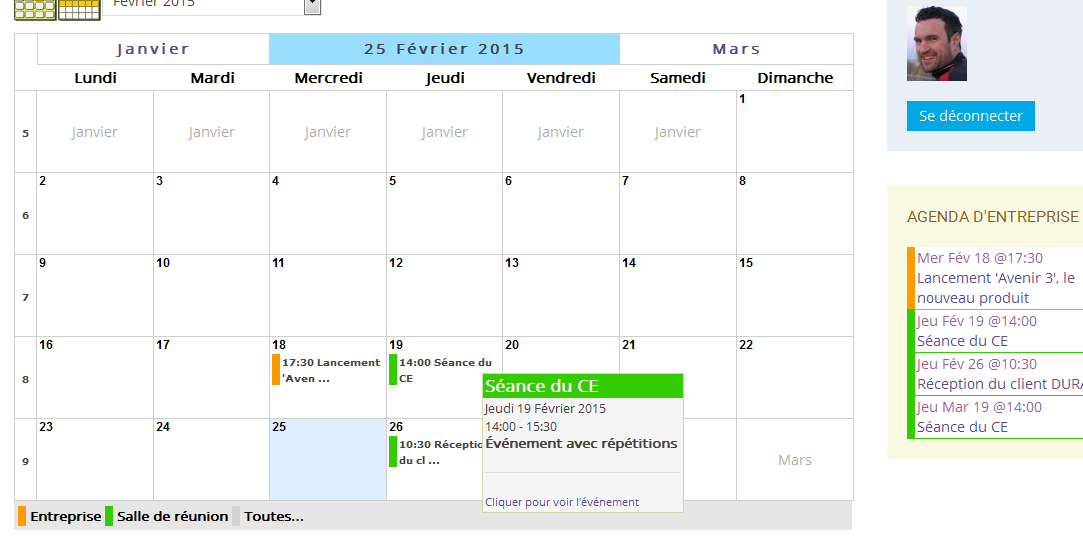 agenda logiciel intranet